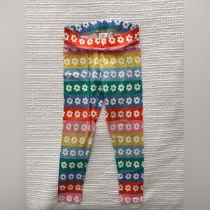 Mini Boden Rainbow Daisy Stripe Leggings - Red, Pink, Yellow, Green, Blue
